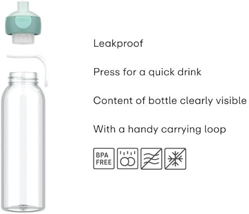 Mepal - Bouteille Pop-up Campus - Gourde Étanche pour L'école et les Déplacements - Bouteille Transparente - Réutilisable - Sans BPA et Lavable au Lave-vaisselle - 500 ml - Cool mint - Nail Gallerys