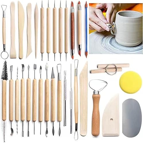 Outils Poterie Kit Argile: 61 Pièces Outils Sculpture Argile Ensemble d'outils de Modelage Outils Argile Autodurcissante avec Sac de Rangement pour Modélisme, Sculpture, DIY - Nail Gallerys