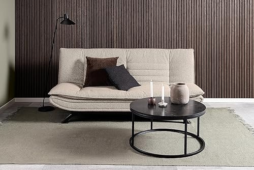 AC Design Furniture Jasper Canapé-lit Beige 3 Positions allongées, Moderne, 3 Places sans accoudoirs, canapé rembourré avec Housse bouclé et Pieds Noirs, l196 x H 91 x P 98 cm - Nail Gallerys