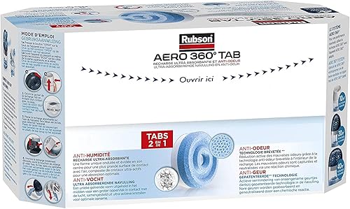 Rubson AERO 360° Recharges en tabs neutres pour absorbeur d'humidité, recharges pour déshumidificateurs AERO 360° ultra absorbantes et anti odeurs, 4 x 450 g - Nail Gallerys