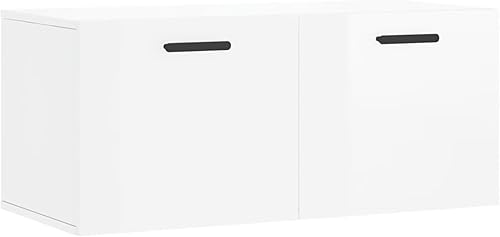 Iiaky Armoire Murale Blanc Brillant 80x36,5x35 cm Bois d'ingénierie,Armoire Industrielle,Armoire De Rangement - Nail Gallerys