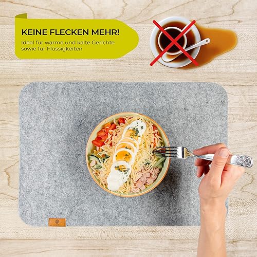 Lana Naturalis Lot de 4 Sets de Table en Feutre pour Table en Verre, Bois, Jardin (Villa Gris Clair) - Nail Gallerys