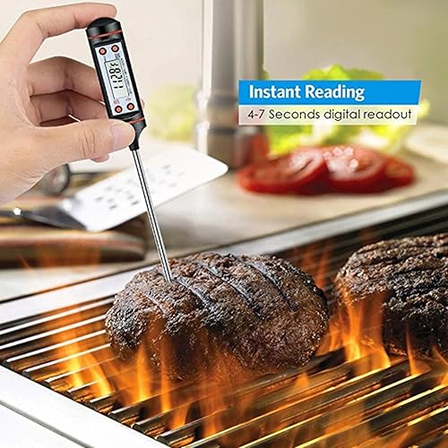Thermomètre À Lecture Instantanée - Vérification À La Chaleur De Viande, Sonde De Température De Cuisine | Outil De Barbecue Électronique, Capteur D'affichage De Cuisson Réversible, Thermomètre De Gri - Nail Gallerys
