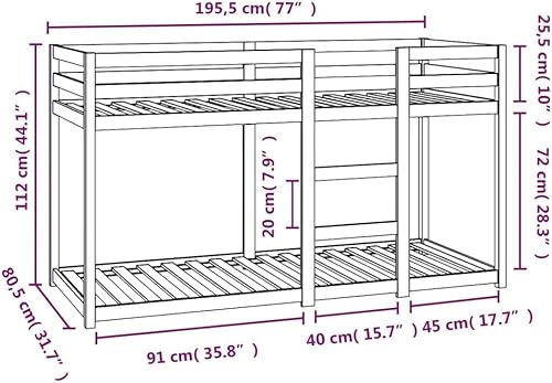 vidaXL Lits superposés en pin Massif 75 x 190 cm - Nail Gallerys