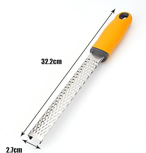 Zesteur Agrumes,Râpe à Fromage Manuelle,Râpe Alimentaire en Acier Inoxydable,Râpe Fine,pour Parmesan,Citron, Coconut, Muscade,Chocolat et plus,avec Couvercle de Protection,Jaune - Nail Gallerys