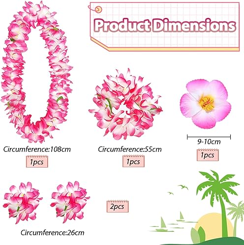 LUMOOM Lot de 5 chaînes de fleurs hawaïennes - Accessoires de cheveux - Chaîne hawaïenne - Avec bandeau - Bracelets à cheveux - Accessoires de costume pour femme - Pour la plage hawaïenne - Décoration - Nail Gallerys