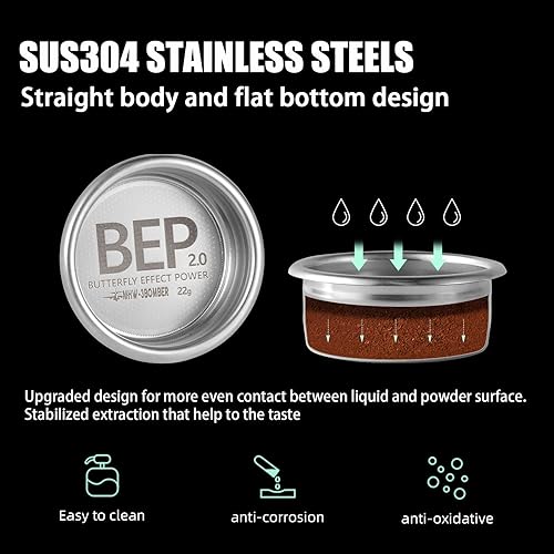 MHW-3BOMBER Filtre porte-filtre 58 mm 18 g, filtration double structure, épaisseur du fond 0,8 mm, filtre de précision pour panier expresso, modèle en acier inoxydable, FB5628-OS - Nail Gallerys