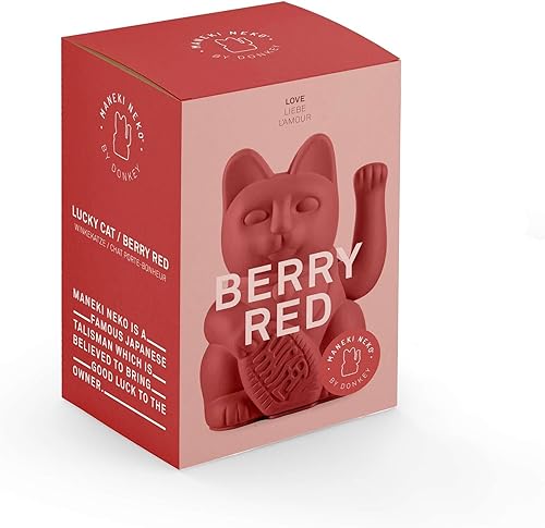 DONKEY Chat porte-bonheur Berry Red - Chat porte-bonheur Maneki Neko - Symbole d'amour et de bonheur - Décoration moderne - Nail Gallerys