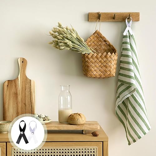 Keboyoe 30 Pièces Suspensions sans Couture pour Textiles 200 x 12 mm Porte-Serviettes avec Fermeture à Bouton Accroche Torchon Cuisine Clips Suspendus pour Serviettes de Salle de Bain, Torchons - Nail Gallerys