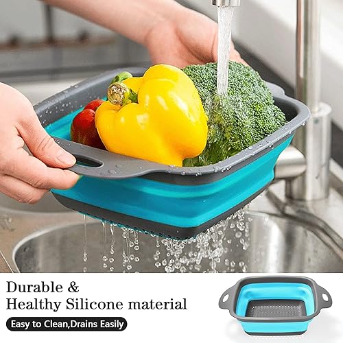 Passoire Pliable Silicone, Colander Set, Portable Panier de Fruits, Économisez de l'espace de Cuisine,Facile à Nettoyer,idéal pour Les pâtes, Les légumes, Les Fruits - Nail Gallerys