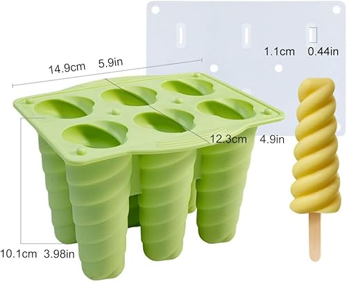Ice Lolly Mould, Lot de 6 moules à glace spirale en silicone de qualité alimentaire Moule à popsicle facile à enlever Moulds à glace réutilisables sans BPA Moule à sucettes à glace (vert) - Nail Gallerys