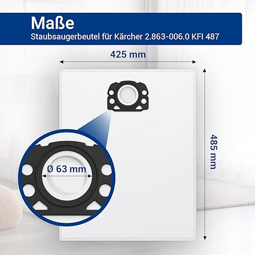 VIOKS Lot de 12 sacs filtrants en non-tissé pour aspirateur Kärchеr KFI 487 2.863-006.0 - Sacs filtrants Kärchеr pour aspirateur eau et poussière Kärchеr WD4 WD5 WD5P WD6 MV4 MV5 MV6 - Nail Gallerys