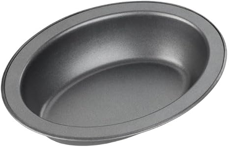 Chef Aid Lot de 4 plats à tarte ovales antiadhésifs mesurant chacun 17 cm x 13 cm x 3,7 cm, gris - Nail Gallerys