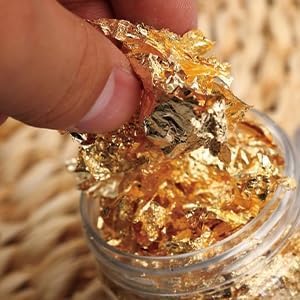 Leopacat Feuille D'Or Comestible, Multifonctionnel Papier En Bouteille Or Alimentaire Patisserie Pour L'Alimentation La DéCoration Des Dessert GâTeau Chocolat Cuisson Peinture Artisanat Nourriture - Nail Gallerys