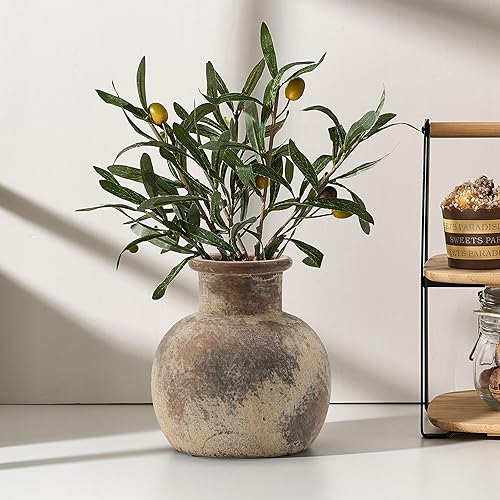 PORCER Vase en céramique antique de 15,2 cm, vase en terre cuite de style bohème pour décoration d'intérieur, salon, entrée, mariage, gris - Nail Gallerys