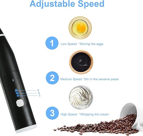 XiYee Mousseur à lait, Mousseur à café, fouet électrique, batteur à œufs à main, Buse à lait réglable à 3 vitesses pour le café, le café au lait et le cappuccino - Nail Gallerys