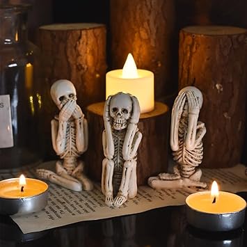 SJTJSPX Ornement Halloween en Forme de Tête de Mort Créative Squelette Sculpture Décoration d'halloween Modèle de Crâne Figurine de Squelette Bibelots Horreur pour Maison Hantée,Noël,Intérieur - Nail Gallerys