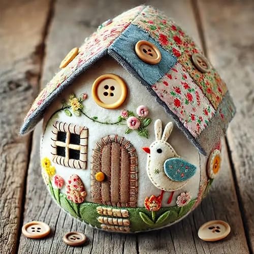 LXCJZY Patchwork Felt Egg House DIY Kit with Material Package, Easter Embroidery Kits, Hand Embroidery Kits, Hand Patchwork Wool Felt Craft Kit (Style-A) - Nail Gallerys