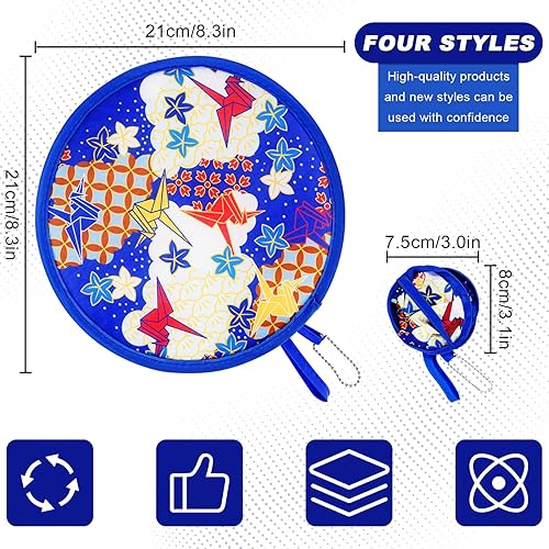 KEYIDO Lot de 4 Eventail Rond Japonais Eventail Pliants Éventail Pliable de Poche Mini Éventail Décoration pour Femme Été Enfant Fille Homme - Nail Gallerys