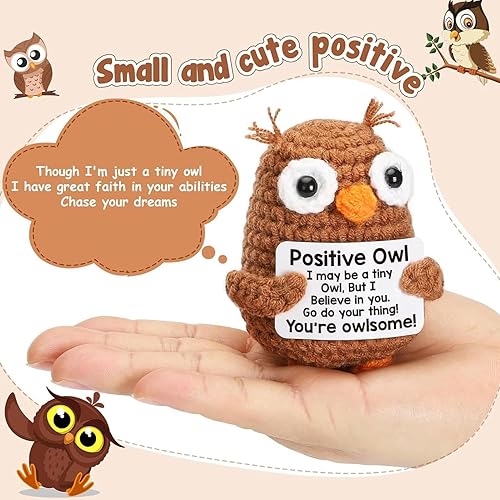 Animaux positifs au crochet - poupées de soutien émotionnel | Crochet Owl Doll with Card Motivational Crochet Animals | Mignon de support émotionnel Doll de soutien pour les bureaux pour bureaux étagè - Nail Gallerys