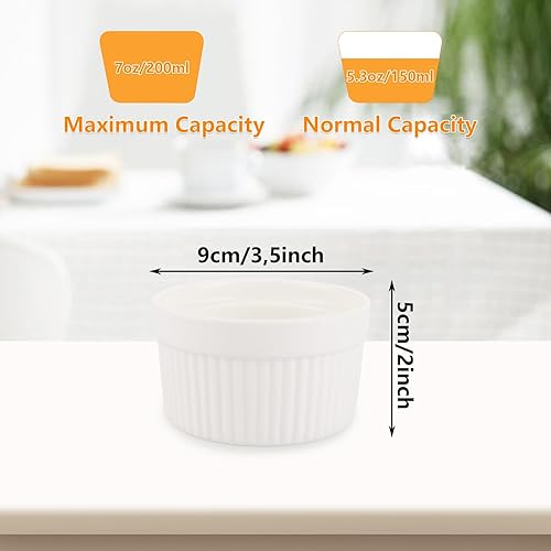LDXDRU Lot de 12 ramequins à soufflé en céramique - Passent au four - 200 ml - Pour crème brûlée - Pour la cuisson et le dressage - Mini ramequins en porcelaine multicolore pour desserts, muffins, - Nail Gallerys