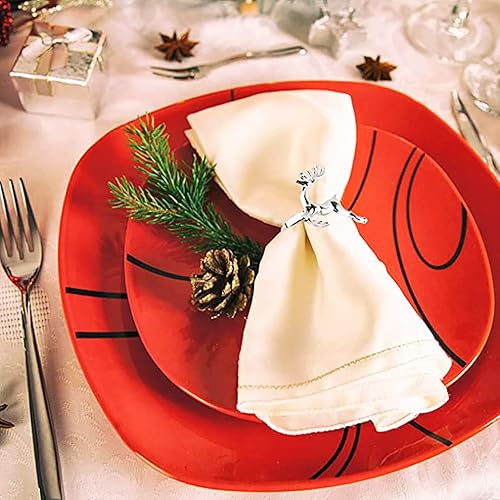 Anloo Deer Elk Noël Ronds de Serviette Lot de 12, Argent Ronds de Serviette de Noël pour Thanksgiving Noël Nouvel an - Nail Gallerys