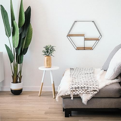 Vivol Étagère murale en métal noir avec étagères en bois (rectangulaire) - Nail Gallerys