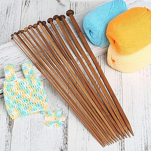 Ensemble D'aiguilles à Tricoter en Bambou 18 Tailles Aiguille à Tricoter Carbonisé à Pointe Unique(2 mm à 10 mm) - Nail Gallerys