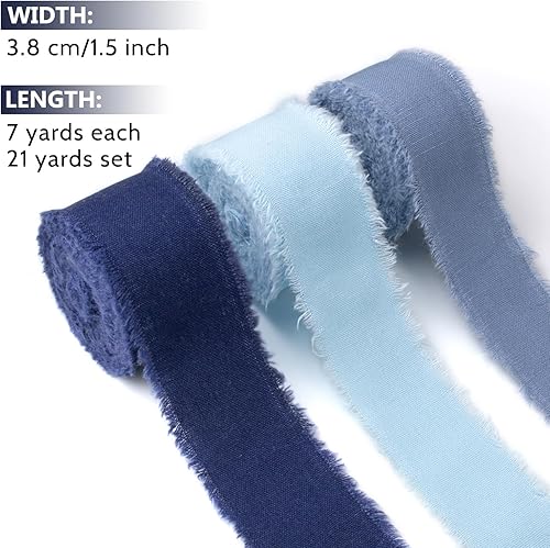 Mlurcu Ruban de lin beige en coton de 3,8 cm x 7 m - Style bohème vintage et rustique - Fait à la main - Frange effilochée - Pour emballage cadeau, invitations de mariage, bouquets de mariée, loisirs - Nail Gallerys