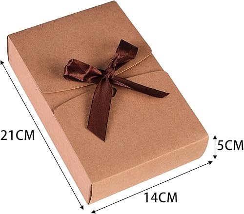 Syfunlv 25 Pcs Boîte Cadeau, Boite Cadeau Vide CarréE, Boîtes en Papier Pliées, Grandes boîtes Cadeau Kraft avec Ruban d'arc, cartons Cadeaux carrés pour Cadeaux, fête, Anniversaire, Mariage. - Nail Gallerys