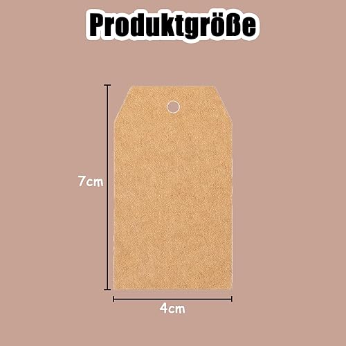 Lot de 100 étiquettes en papier kraft - 7 x 4 cm - Étiquettes en papier kraft pour fabrication à la main, mariage, Noël - Marron - Nail Gallerys