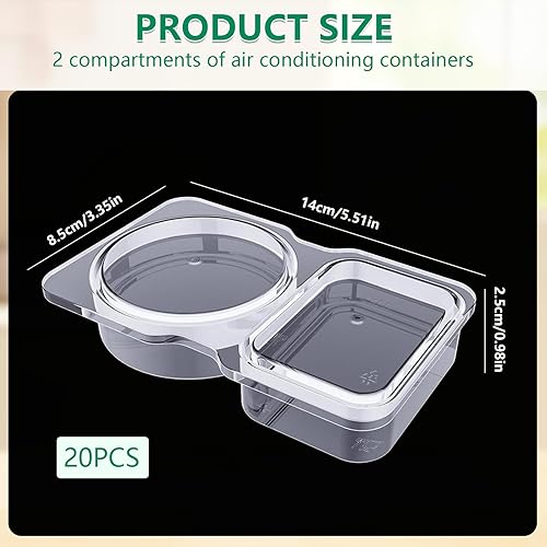 SFSSHUI 20 Pcs boîte à sauce à double compartiment,contenants à condiments à double compartiment,clear plastic snack container,snack box,Réutilisable. - Nail Gallerys