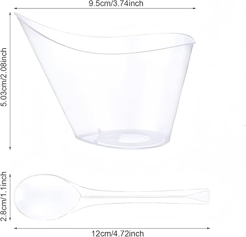 Réutilisables Verres à Dessert en Plastique avec 50 Cuillères, 200ml Mini Tasses Coupes Desserts Gobelets Verrines Plastiques Aperitif DIY Coupe à Dessert pour Pudding, Mousse, Crème Glacée - Nail Gallerys
