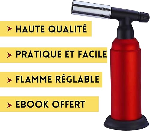 Chalumeau de Cuisine Haut de Gamme | Grande Capacité | Livre de Cuisine Numérique | Facile à Utiliser | Fonctionnement au Gaz Butane | Rechargeable | Plats, Desserts, Crèmes Brûlées I Gaz non inclus - Nail Gallerys