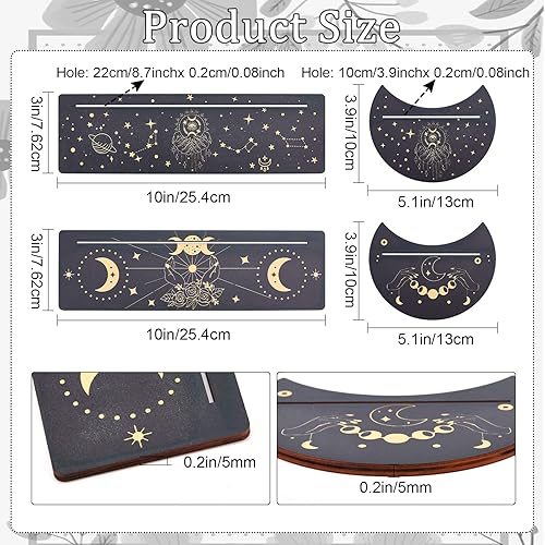 GORGECRAFT 4 pièce Support de Carte de Tarot en Bois Lune et Main de L'Espoir Carte de Tarot Support D'Autel Noir Support D'Affichage de Carte de Tarot Rectangulaire en Forme de Lune pour Fournitures - Nail Gallerys