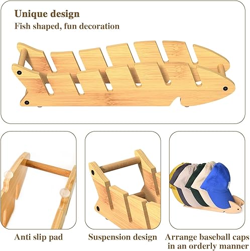 IDISON Organiseur de casquettes pour casquettes de baseball, support de rangement en forme de poisson unique, support pour 6 casquettes, présentoir à chapeaux pour chambre à coucher, commode, - Nail Gallerys