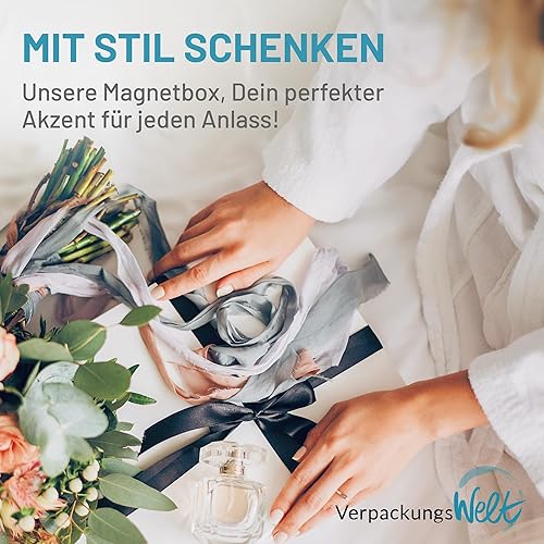 Verpackungswelt Coffret cadeau avec couvercle - 16 x 12 x 4 cm - Boîte cadeau avec fermeture magnétique - Parfait pour anniversaire, mariage, Noël, naissance - Emballage cadeau en blanc - Nail Gallerys