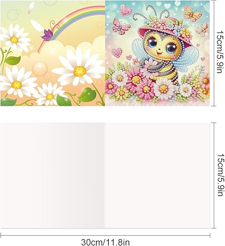 SHEGZHUC Lot de 6 cartes de vœux, peinture diamant, motif fleurs d'abeille, carte d'anniversaire, carte de remerciement, cartes de vacances, broderie au point de croix, peinture diamant cadeau - Nail Gallerys
