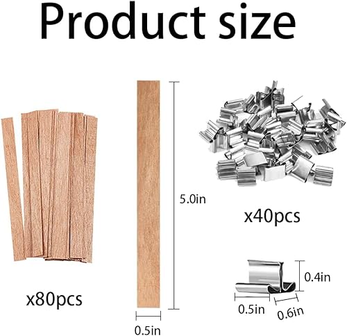 YOYEAH Lot de 80 mèches en bois pour bougies – Mèches de bougie en bois naturel avec 40 supports en fer pour verser facilement les bougies – Fabrication de bougies DIY avec mèche en bois – 130 mm de - Nail Gallerys