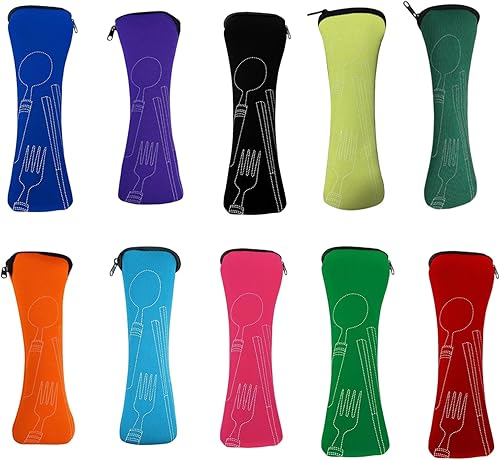 Wilitto Étui à couverts de voyage portable pour camping, travail, école, pique-nique, fourchette, cuillère, baguettes, sac d'emballage de couverts, sac à couverts de voyage, Noir - Nail Gallerys