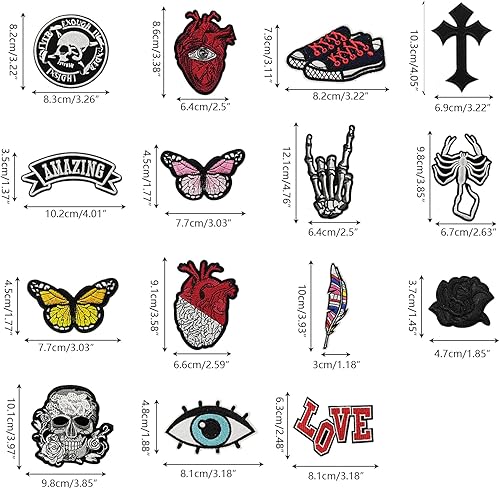 Monsully Cool Design Broderie Patch Thermocollant, Broderie Autocollant Iron on Patches Iron on Patches Patchs Thermocollants Punk Assortis Motif de Boule d’Oeil de Crâne pour Vêtements, Sacs à Dos - Nail Gallerys