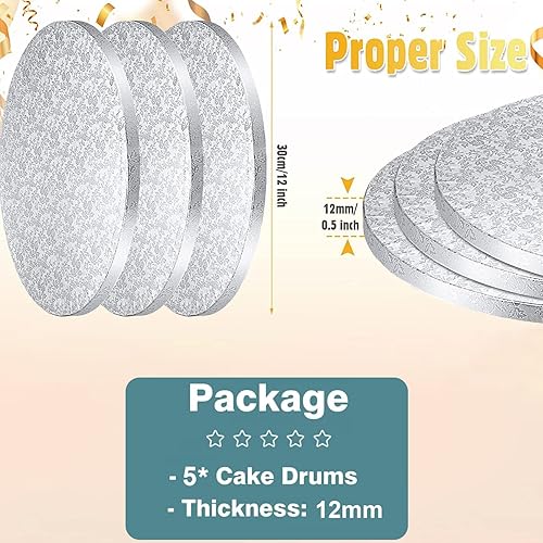 LWAIX Supports à Gâteaux Ronds Ø30cm 12mm Cake Board Rond Planches à Gâteau Rondes Pour le Transport et la Décoration Cake 5pcs (Or) - Nail Gallerys