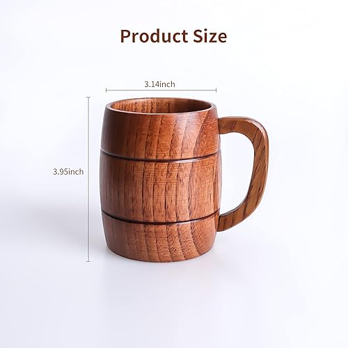 Dinikally Chope à Bière en Bois Gravée à la Main Personnalisée - Tasse Naturelle pour Lait de Bière (Sty1) - Nail Gallerys