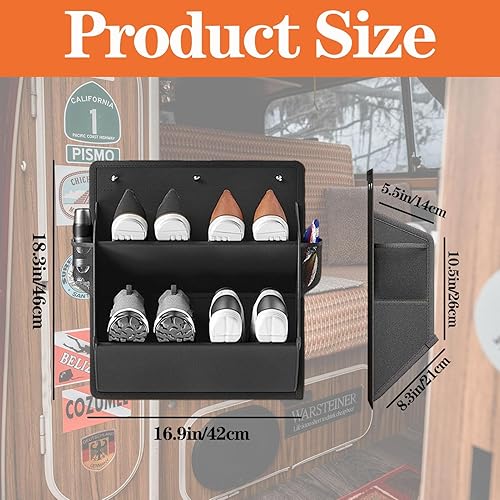 Lot de 2 rangements à chaussures pour camping-car avec ruban adhésif, étagère à chaussures à suspendre au mur avec grandes poches profondes, organisateurs de placard étroits et peu encombrants (Gris) - Nail Gallerys