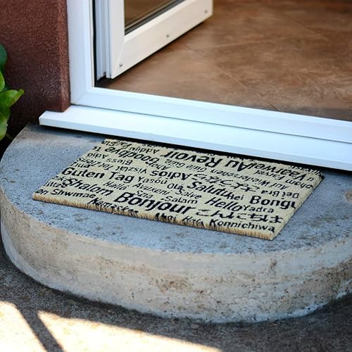 CKB LTD® - Paillasson unique avec inscription « BONJOUR, AU REVOIR » pour porte intérieure/extérieure avec un revers antidérapant en PVC – Fibre de coco naturelle - Nail Gallerys