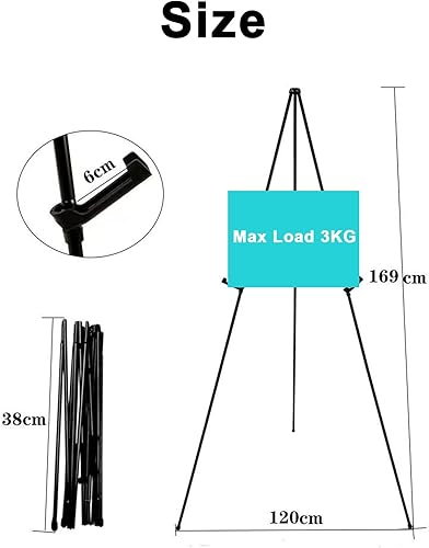 ERMWALR Wedding logo stand poster Canvas stand 169cm grand télescope portable artiste plancher stand réglable pliable trépied Canvas peinture présentoir (noir) - Nail Gallerys