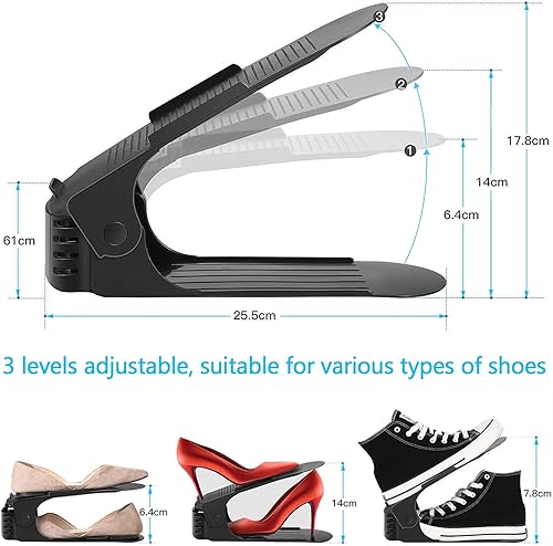 SaiXuan Lot de 10 Support/Empiler à Chaussures Réglables,Organiseur,Rack Economie d'Espace (Noir) - Nail Gallerys