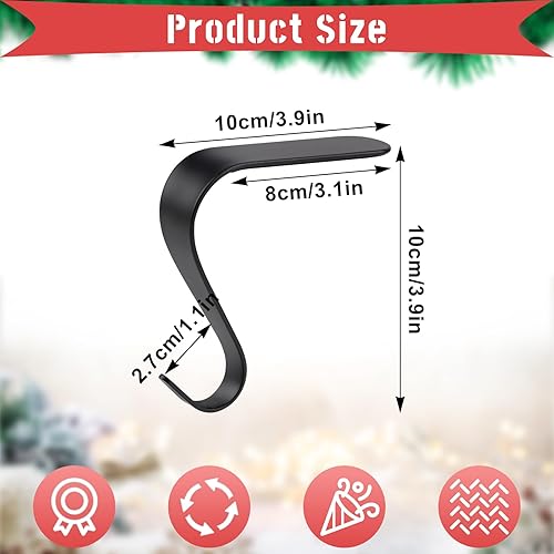 KEYIDO Lot de 2 supports de chaussettes de Noël pour cheminée, crochets lestés pour chaussettes de Noël pour cheminée, étagère en fonte, noir - Nail Gallerys