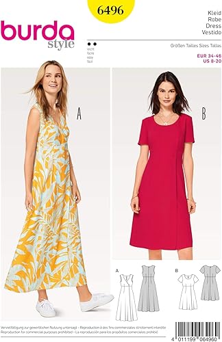 Burda Sewing Pattern 6496 - Women's High Waist Dress 8-20 - Nail Gallerys