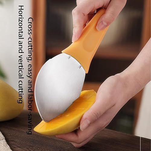 Coupe Mangue Inox,Forreen 2 Pièces Trancheuse à Mangue avec Poignée Antidérapante Coupe-Melon Multifonctionnel Outil de Préparation de Mangue pour Mangue,Pastèque et l'Ananas - Nail Gallerys